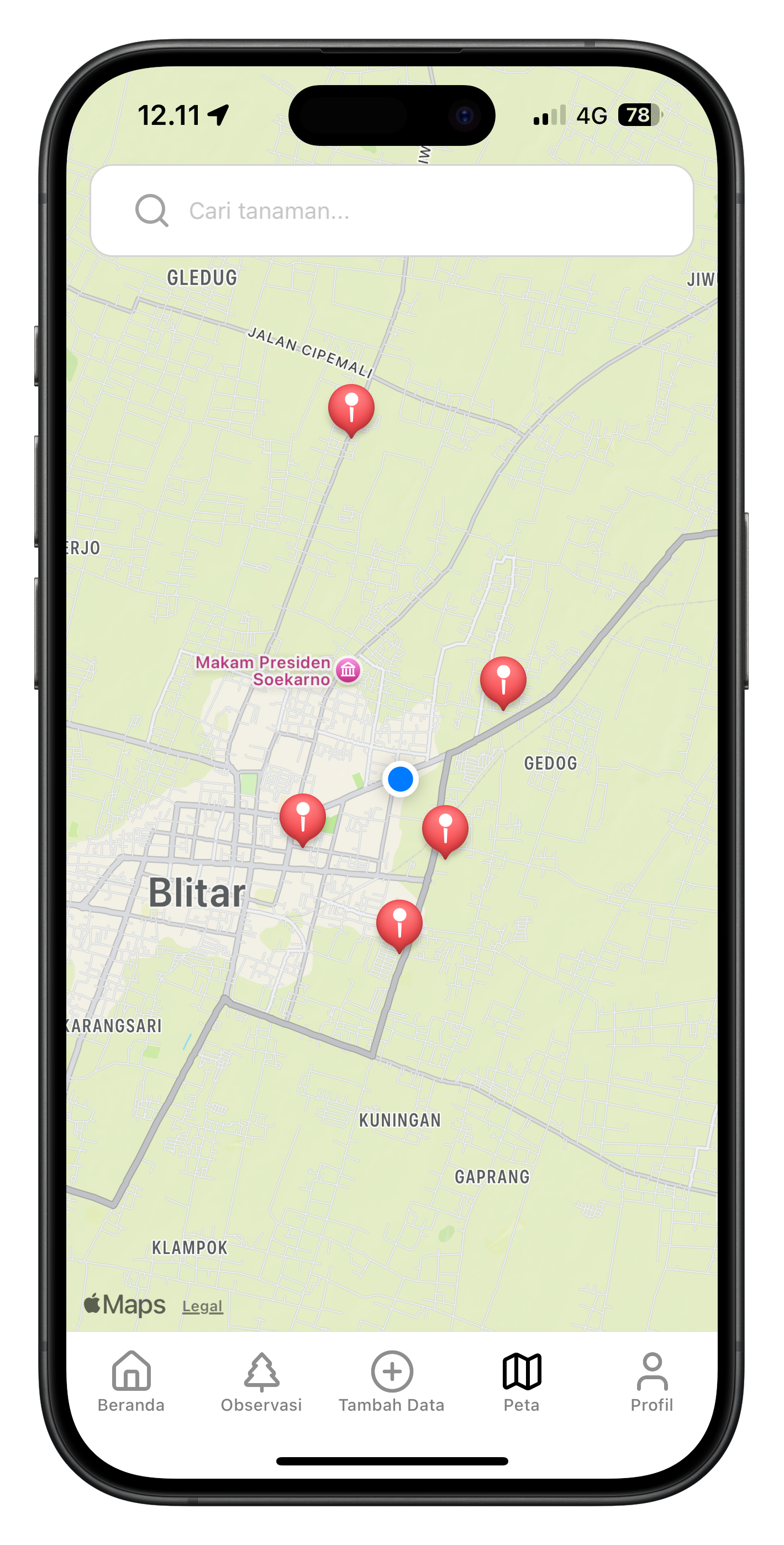 Florashare App Mockup Map